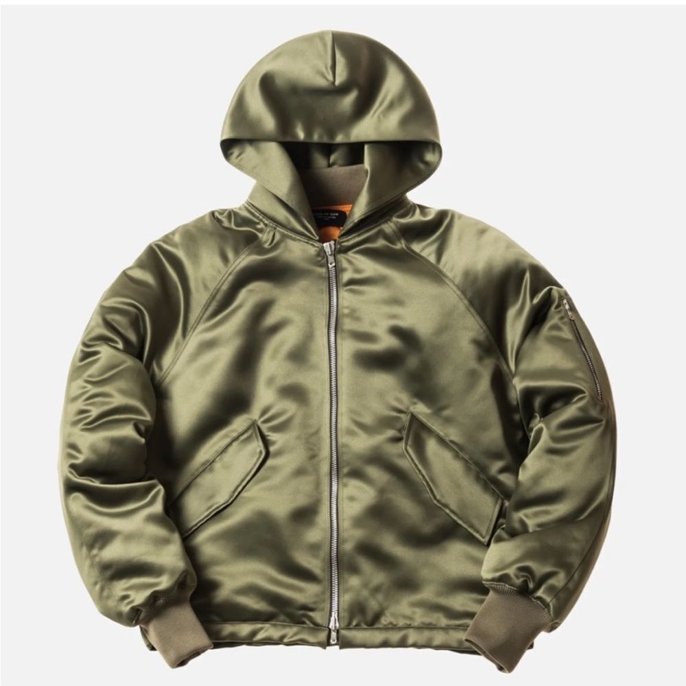 Fear of God Green Satin Bomber Jacket